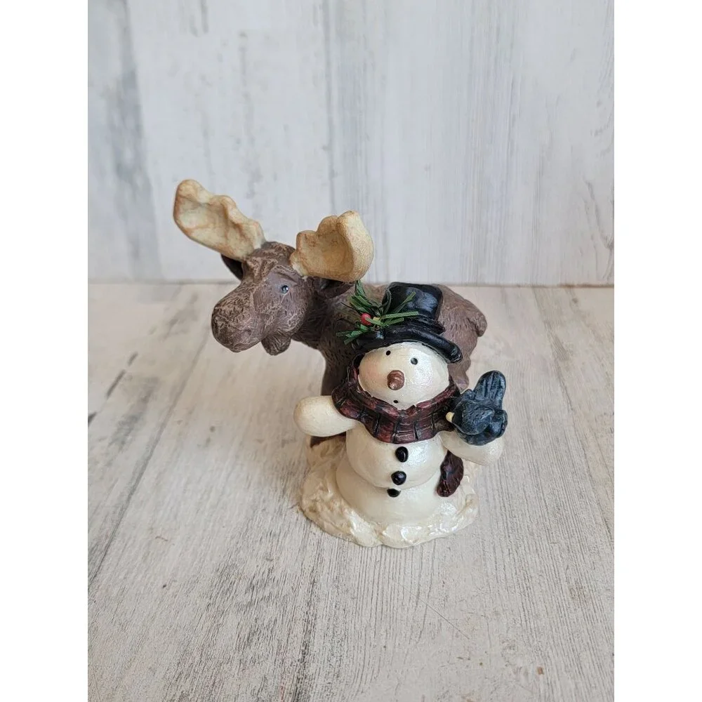 Woodland moose vintage snowman Home decor‎ figure bird